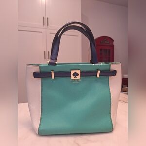 EUC Kate Spade Teal & Blue Pebbled Houston Street Leo Tote w/ Crossbody